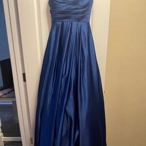 Windsor Royal Blue Satin Strapless Evening Dress